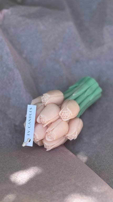 Pembe Lale Buketi Soya Kokulu Mum