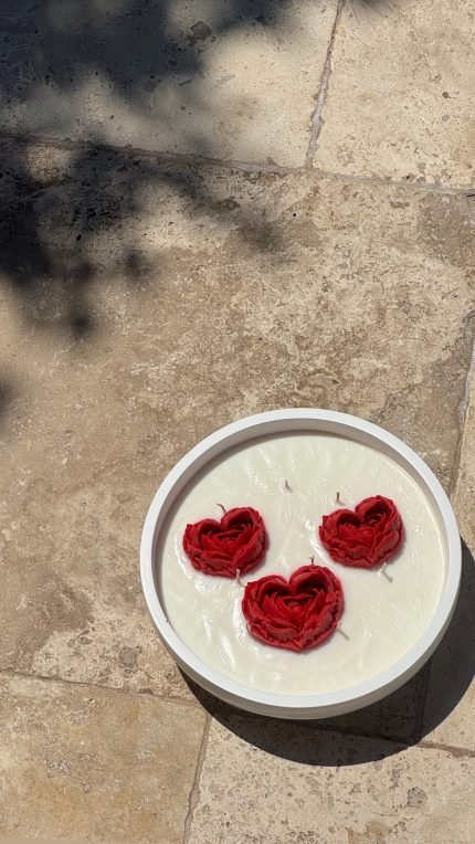 Kırmızı Çiçekli Kokulu Soya Mumu